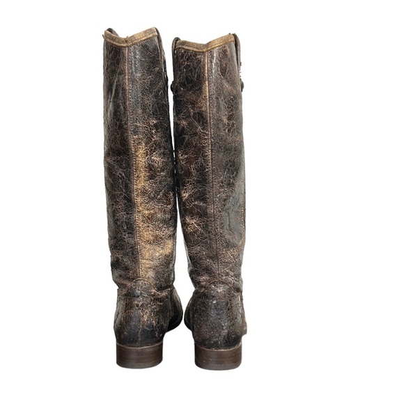 FRYE | Melissa Button Riding Boots in Chocolate Glaze Vintage Distressed 7.5 - Picture 4 of 16